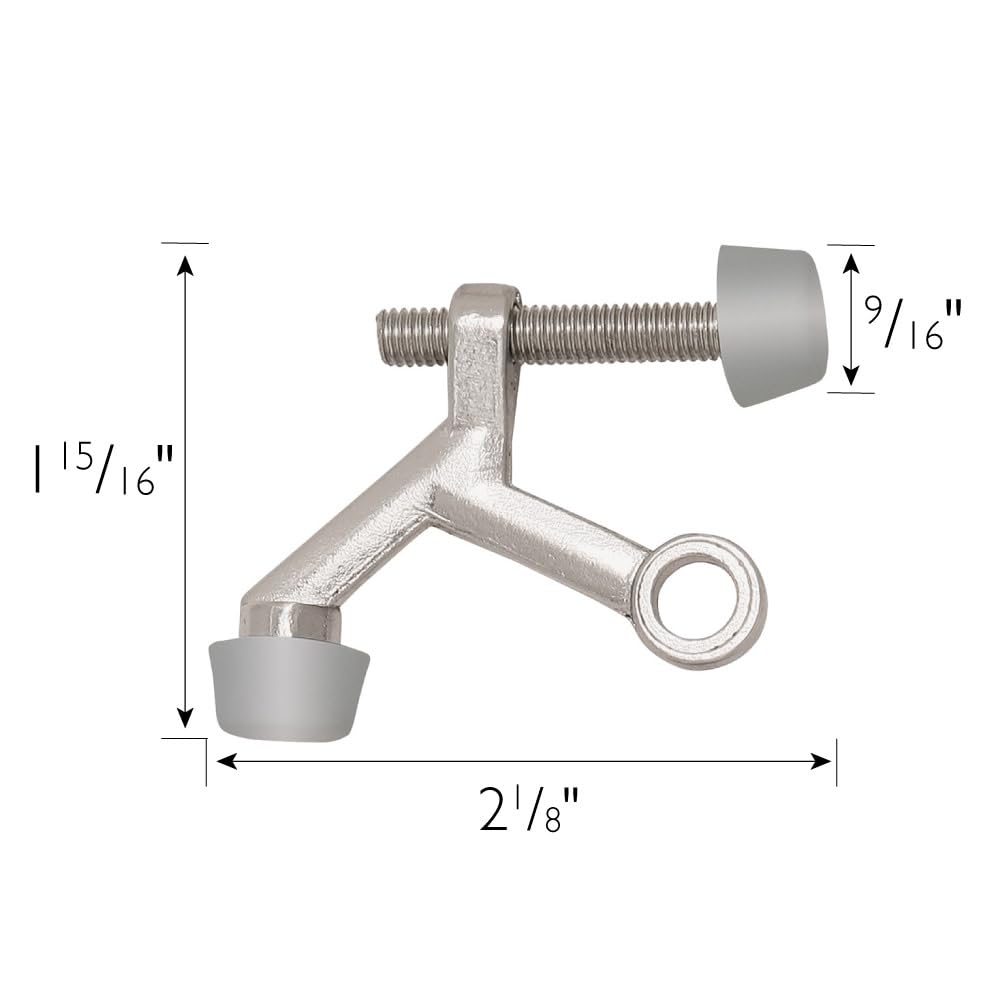 Design House 181784 Hinge Pin Door Stop Wall Protector with Rubber Tip Adjustable Door Stoppers, Satin Nickel, 10-Pack 10 Pack