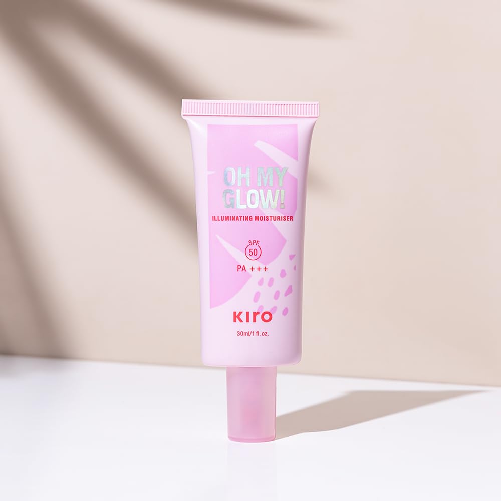 KIRO Oh My Glow! Illuminating Moisturiser with SPF 50 PA+++,30ml|3-in-1 Moisturizer,Sunscreen&Primer|Infused with Niacinamide,Hyaluronic Acid&Vitamin B5|Hydrating,Lightweight&Dewy Finish,All