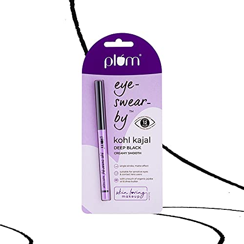 Plum Eye-Swear-By Kohl Kajal | Deep Black Kajal Pencil | Matte Finish | Smudge Proof & Waterproof | Makeup 0.35g (Pack of 2)