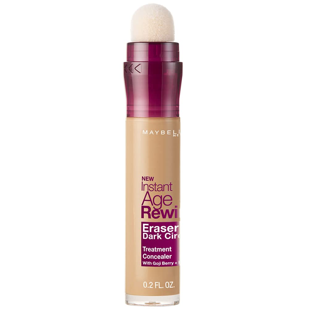 Maybelline New York Instant Age Rewind Eraser Radiant Finish Liquid Concealer,Medium with Foundation Oval Brush Count 2