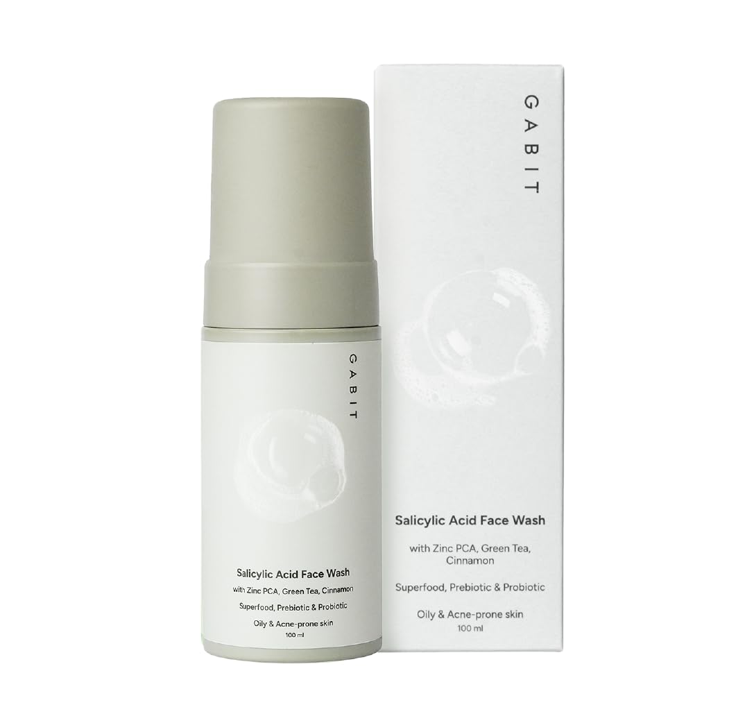 Gabit Salicylic Acid Face Wash for Oily, Acne Prone Skin | Deeply Cleanse Pores, Exfoliates & Non-drying | Green Tea, ProVitamin B5, Zinc PCA | For Men & Women | Free of Sulphates, Soap & Oil | 100 ml