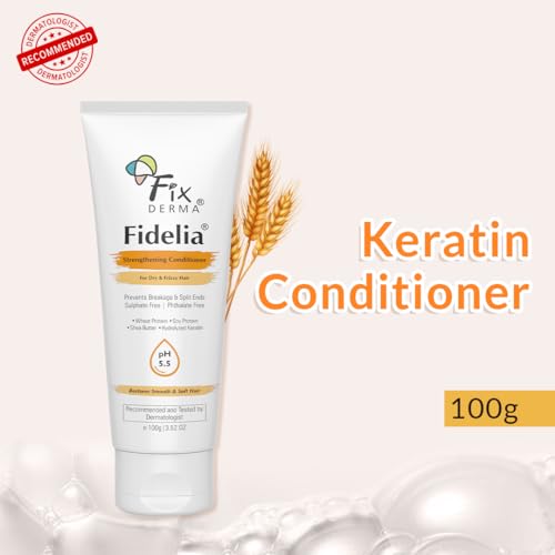 Fixderma Fidelia Strengthening Conditioner with Shea Butter & Wheat Protein for Frizzy & Dry Hair | Conditioner for Women & Men | Hair Conditioner - 100gm (Pack of 1)