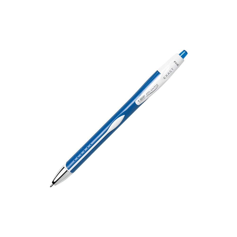 BIC Atlantis Exact Retractable Ball Pen, Fine Point (0.7 mm), Blue, 12-Count (packaging may vary) 12 Count (Pack of 1)