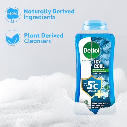 Dettol Body Wash and Shower Gel for Women and Men, Cool - 250ml | Soap-Free Bodywash | 12h Odour Protection