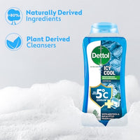 Dettol Body Wash and Shower Gel for Women and Men, Cool - 250ml | Soap-Free Bodywash | 12h Odour Protection