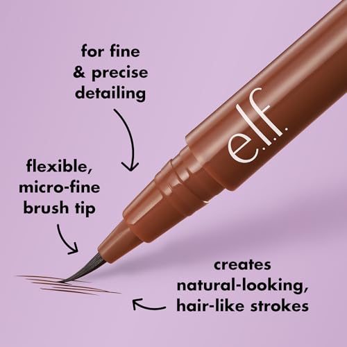 e.l.f. Holy Strokes Micro-Fine Brow Pen, for a Natural Look, Long-Lasting Eyebrow Pencil, Waterproof & Smudge-Proof, Vegan & Cruelty Free, Soft Brown