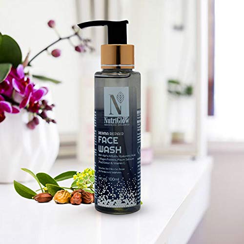 NutriGlow Advanced Organics Derma Repair Face Wash For Repair Cells, Skin Lighting, Soft & Supple Skin, Remove Dead Skin Cells, Clear Skin Impurities, 100ml
