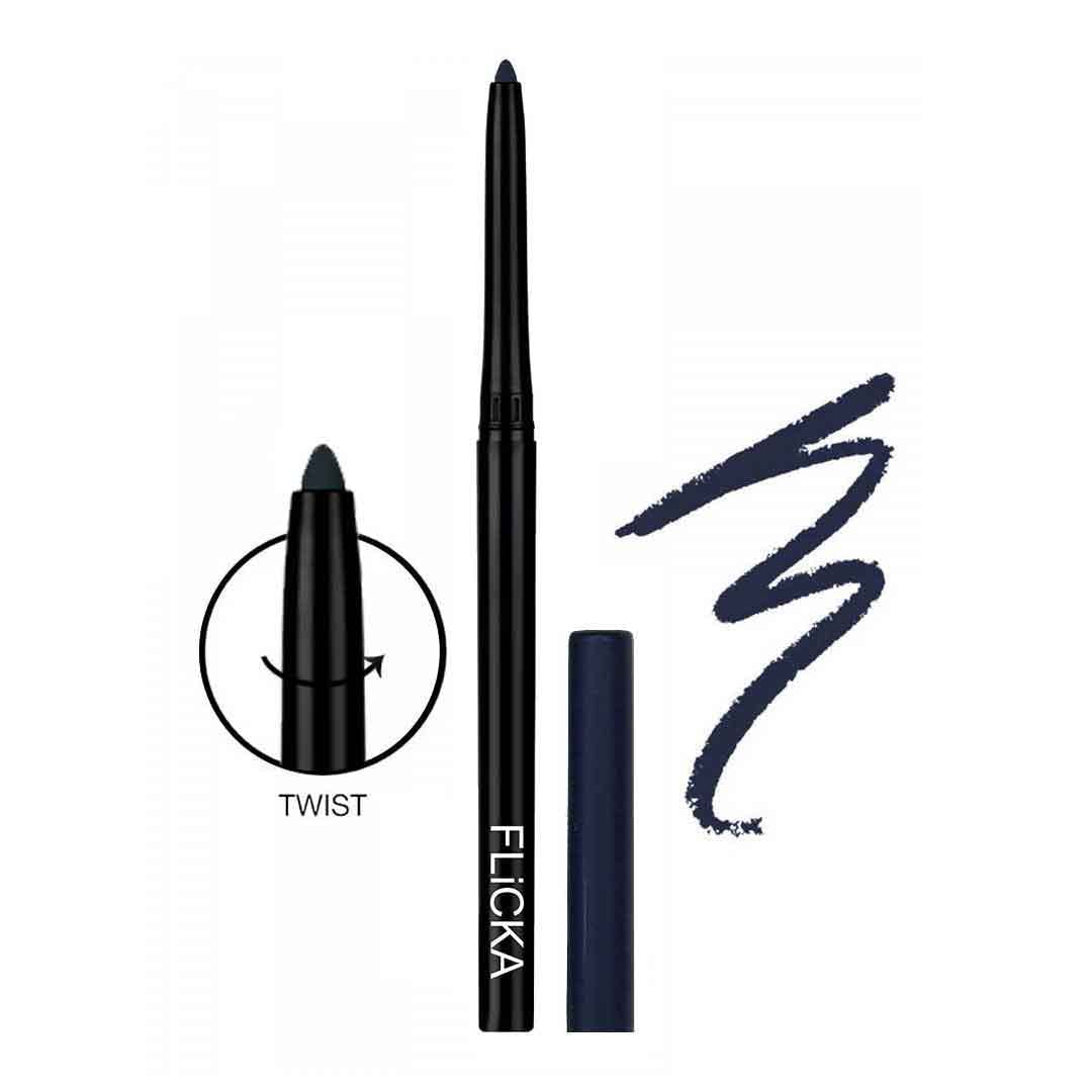Flicka Wild & Kind Twist Kajal Pen 05 Regal Blue Waterproof & Long Lasting 0.30gm Shimmery Affair Lip Gloss 6 Gin Baby Pink 5ml