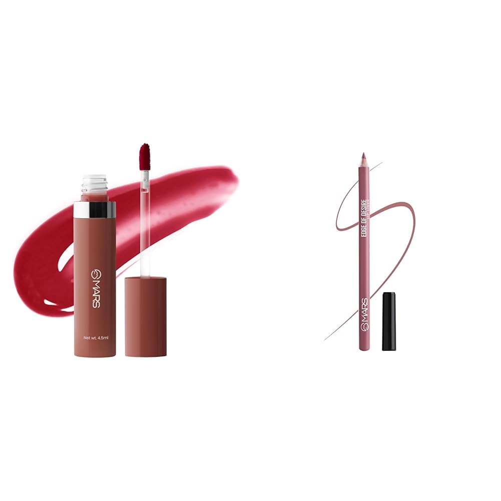 MARS Drip Lip Mist for Women (4.5 ml) (03-Rosewood Drip) Matte Lip Liner | One Swipe Smooth Application | Long Lasting Lip Pencil (1.4gm) (17-BARBIE BOLD)