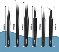 6 Pcs Precision Tweezers Set, Premium Anti - Static Stainless Steel Tweezer, ESD Curved of Tweezers for Electronics, Craft, Laboratory Work, Jewelry - Making, etc