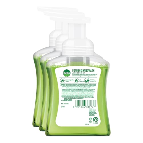 Dettol Foaming Handwash Pump - Aloe Coconut (Pack of 3-250ml each) | Rich Foam | Moisturizing Hand Wash | Soft on Hands