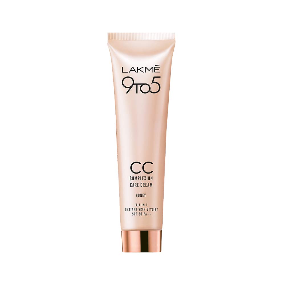LAKMÉ 9 to 5 Primer with Matte Powder Medium Coverage Foundation Compact for all skin types, Ivory Cream, 9g And 9 to 5 Complexion Care CC Cream, Honey, 30g