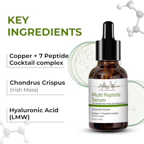 ACTIHERBZ vitamins Multi Peptide Serum for Face | Boost collagen for Anti-Aging, Wrinkles & Fine lines | Peptide Complex with Hyaluronic Acid | Glowing, Youthful Skin – 10ml