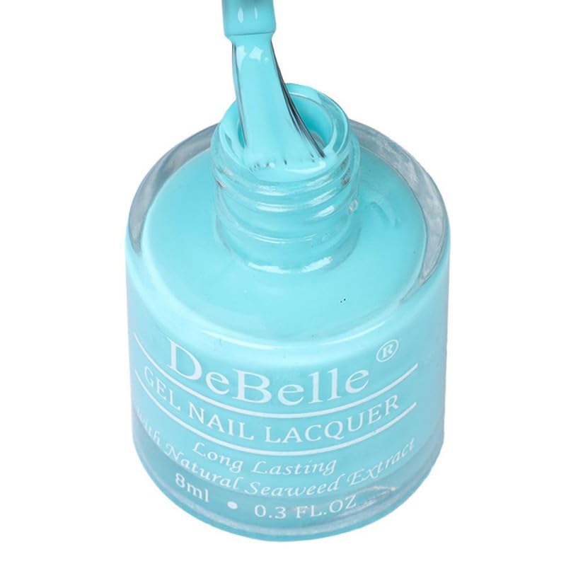 DeBelle Gel Nail Polish Peppermint Pudding (Mint Green Nail Paint)|Non UV - Gel Finish |Chip Resistant | Seaweed Enriched Formula| Long Lasting|Cruelty and Toxic Free| 8ml