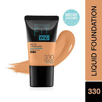 Maybelline New York Fit Me Matte+Poreless Liquid Foundation Tube, 330 Toffee, 18ml and Maybelline New York Face Studio Master Chrome Metallic Highlighter, Molten Gold, 6.7g