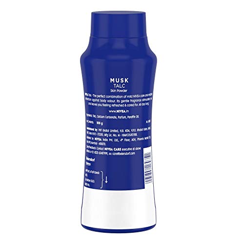 NIVEA Talcum Powder for Men & Women, Musk, For Gentle Fragrance & Reliable Protection Against Body Odour,100 g (Pack of 1)