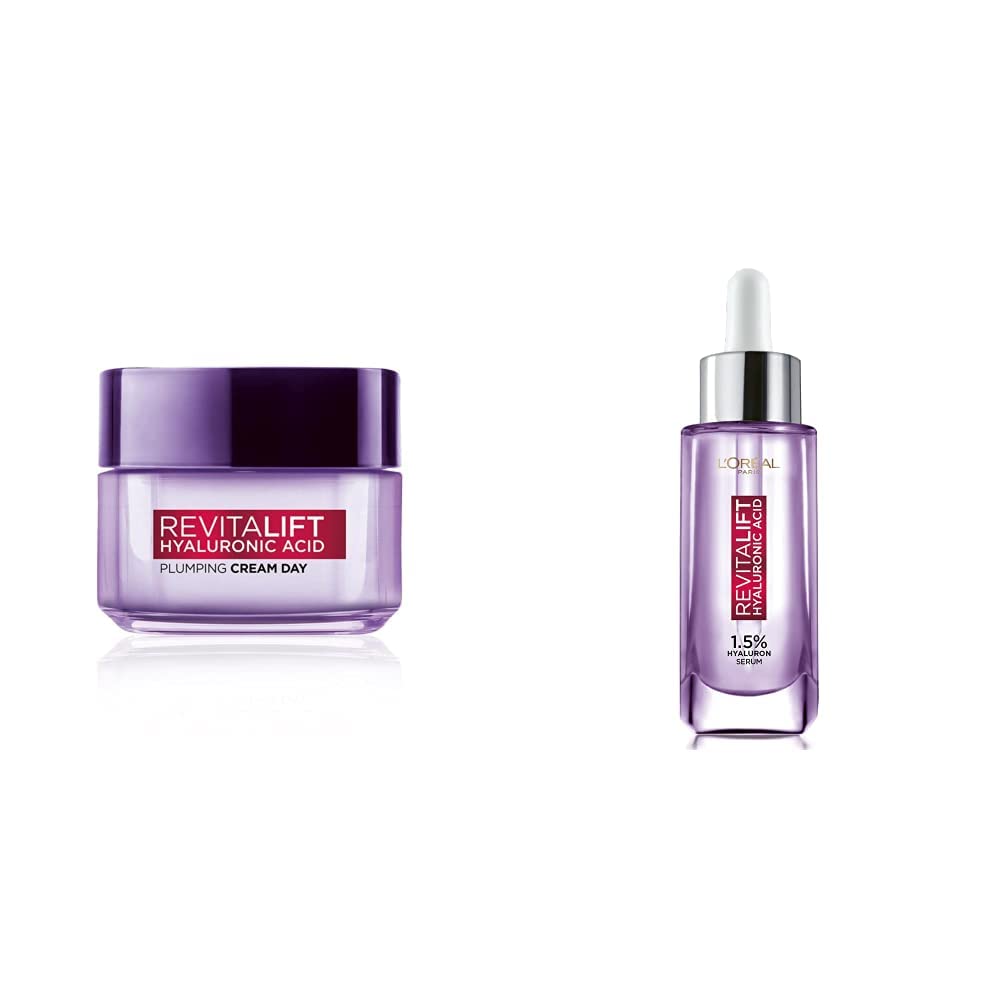 Loreal Paris Revitalift Hyaluronic Acid Plumping Day Cream for Women, & L'Oréal Paris Revitalift Serum,30ml