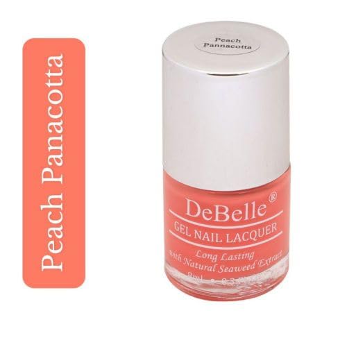 Debelle Gel Nail Polish Peach Pannacotta (Creamy Peach Nail Paint)|Non Uv - Glossy Finish |Chip Resistant | Seaweed Enriched Formula| Long Lasting|Cruelty And Toxic Free| 8Ml