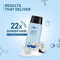 Plum Coconut Milk & Peptides Shampoo for Dry & Frizzy Hair | Provides 22X Shiny & Softer Hair | Paraben-Free | Hair Shampoo for Women & Men | for Straight, Wavy & Rough Hair | pH Balanced | 75ml