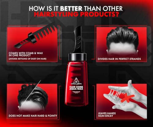 Urbangabru Hair Comb Aqua Wax (260 ML) & Natural Red Onion Shampoo (200 GM) - Mens Grooming Combo Kit