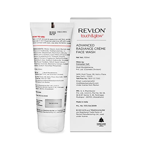 Revlon Touch & Glow Advanced Radiance Crème Face Wash (100 gm)- (Enriched with Vitamins E, C & B5 that moisturize the skin)