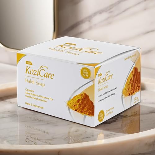 Kozicare Kojic Acid Soap & Glutathione Soap | Haldi Turmeric Face Ubtan Soap | Ghar Ka Soap | Body Tan Removal Soap & Detan Soap | Soaps for Bath | With Shea Butter & Glycerin- Pack of 3