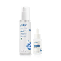 Plum 3% Niacinamide & Rice Water Face Toner (150ml) + 10% Niacinamide Face Serum (15ml) | Alcohol Free Toner | Skincare Combo for Pore Tightening, Acne Control, Brightening & Oil Control | Women & Men