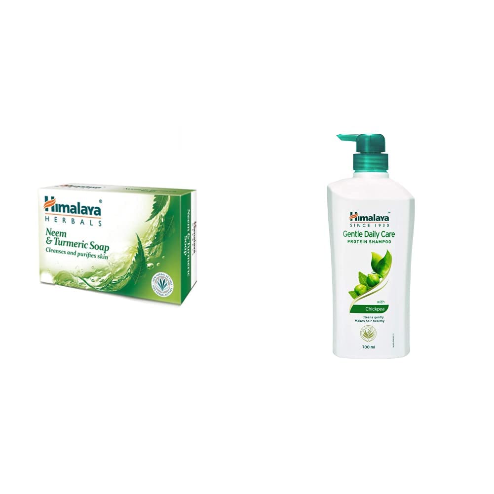 Himalaya Herbals Neem And Turmeric Soap, 125Gm (Pack Of 4) And Gentle Daily Care Protein Shampoo, 700Ml