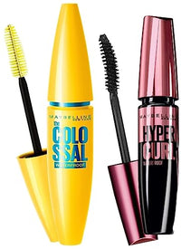 Maybelline New York Volume Express Colossal Masacara, Waterproof, Black, 10 Ml And Maybelline New York Hypercurl Mascara Waterproof, Black, 9.2Ml