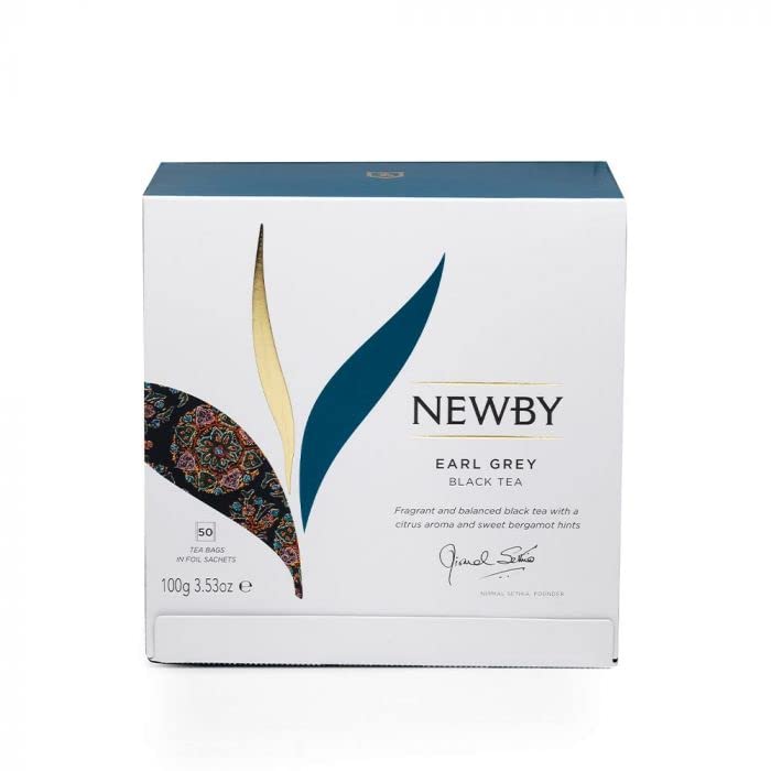 Newby Earl Grey Tea Bags | Premium Black Tea Blended With Natural Bergamot Flavor & Citrus Twist | Light and Refreshing | 50 pieces | 100 Grams