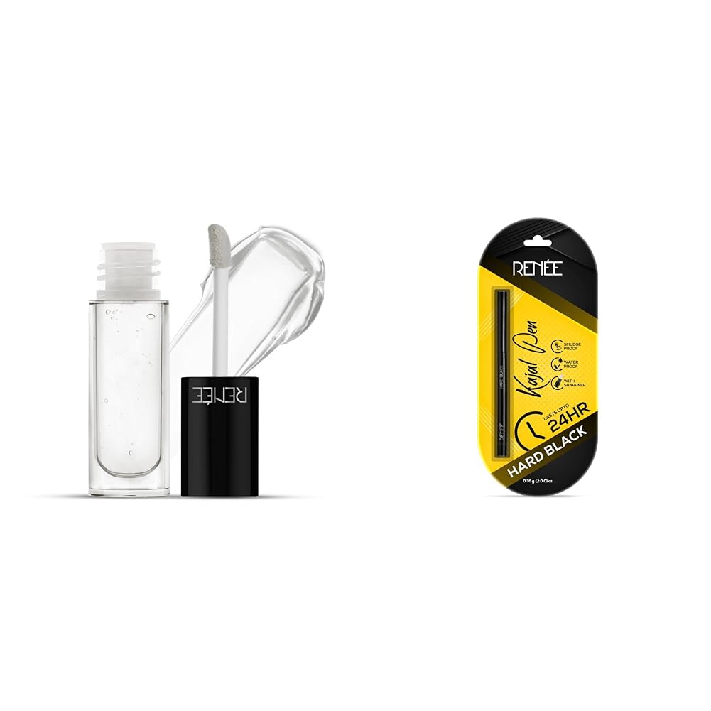 RENEE Hot Matte Lip s Clear Matte Lip Glossy 4.5Ml & Hard Black Kajal Pen With Sharpener Combo