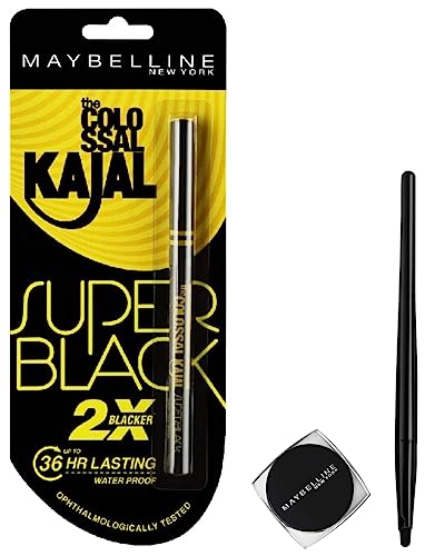 Maybelline New York Colossal Kajal, Super Black, 0.35G And Lasting Drama Gel Eyeliner ,Blackest Black, 2.5G, Glossy Finish