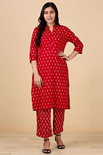 in. fuse by Shoppers Stop Mandarin Neck Printed Cotton Women Straight Fit Kurta