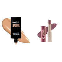MARS BB Cream Lightweight Foundation | Blendable BB Cream for Women(30 ml) (Tan) Creamy Matte Long Lasting Lipstick for Women (3.2 gm) (20-Grapeful Ghoomar)
