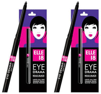 Lakmé Elle 18 Eye Drama Kajal, Super Black, Smudgeproof & Waterproof, 0.35 G, Matte Finish Pencil (Pack Of 2)