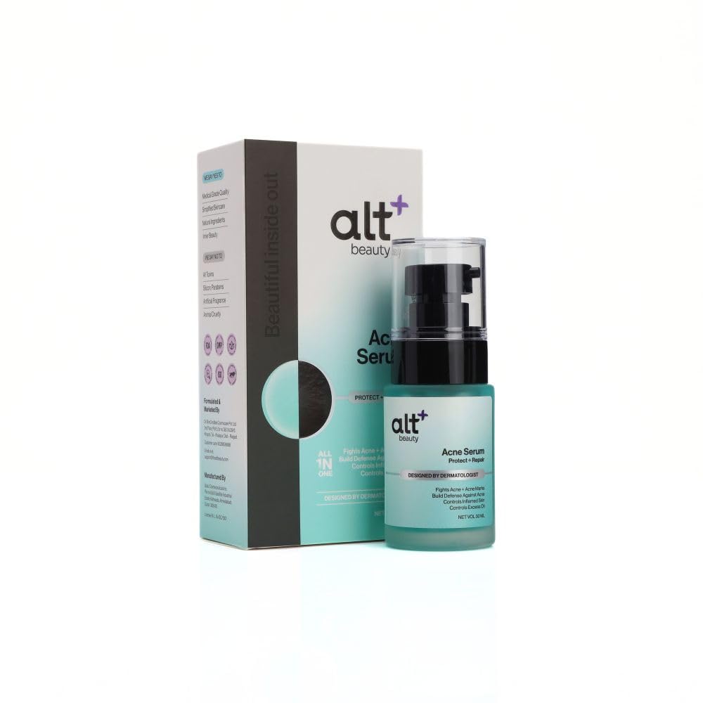 altBeauty Acne Serum with Niacinamide, Salicylic Acid, Mandelic Acid, Azelaic Acid, and Zinc | Helps with Acne and Marks, Control excess Oil & Inflamed skin | Helps Build Defense against acne | 30ml