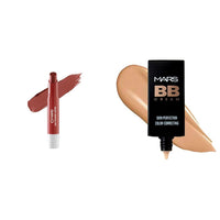 MARS Matte Super Stay Lipstick | Up to 12 Hours Long Lasting | Smudge Proof and Waterproof Lipstick for Women (2.6 gm) (01-BLOOM) BB Cream Lightweight Foundation (30 ml) (Tan)
