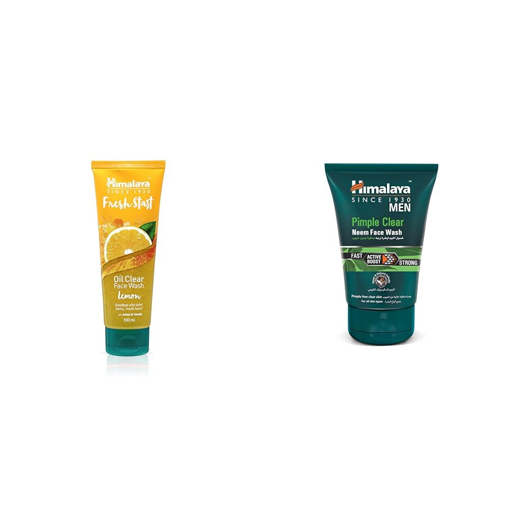 Himalaya Fresh Start Oil Clear Face Wash, Lemon, 100ml&Himalaya Men Pimple Clear Neem Face Wash, 100ml