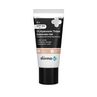 The Derma Co 1% Hyaluronic Tinted Sunscreen For All Skin Types Spf 60 Gel, Pa++++, No White Cast, Lightweight, Broad Spectrum Protection - 30G, Pack Of 1