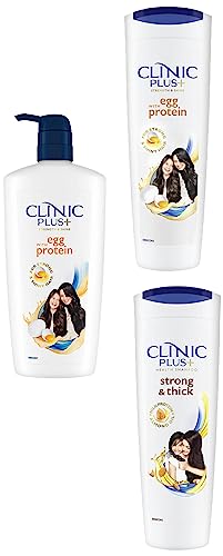 Clinic Plus Strength & Shine With Egg Protein Shampoo 650 ml & 355 ml & Clinic Plus Strong & Extra Thick Shampoo, 355ml