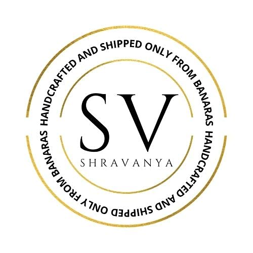 Shravanya Women's  Banarasi Silk Saree with Designer Embroidery and Stone Work with Jacquard Pallu, Border and Plain Unstitched Blouse Piece