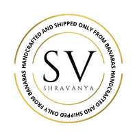 Shravanya Women's  Banarasi Silk Saree with Designer Embroidery and Stone Work with Jacquard Pallu, Border and Plain Unstitched Blouse Piece