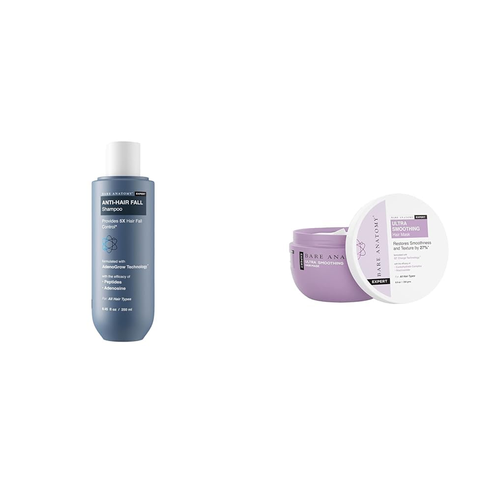 Bare Anatomy Anti Hair Fall Shampoo|5x Hair Fall Control & Growth - 250ml and Bare Anatomy Ultra Smoothing Hair Mask For Dry & Frizzy Hair For Women & Men | 250ml