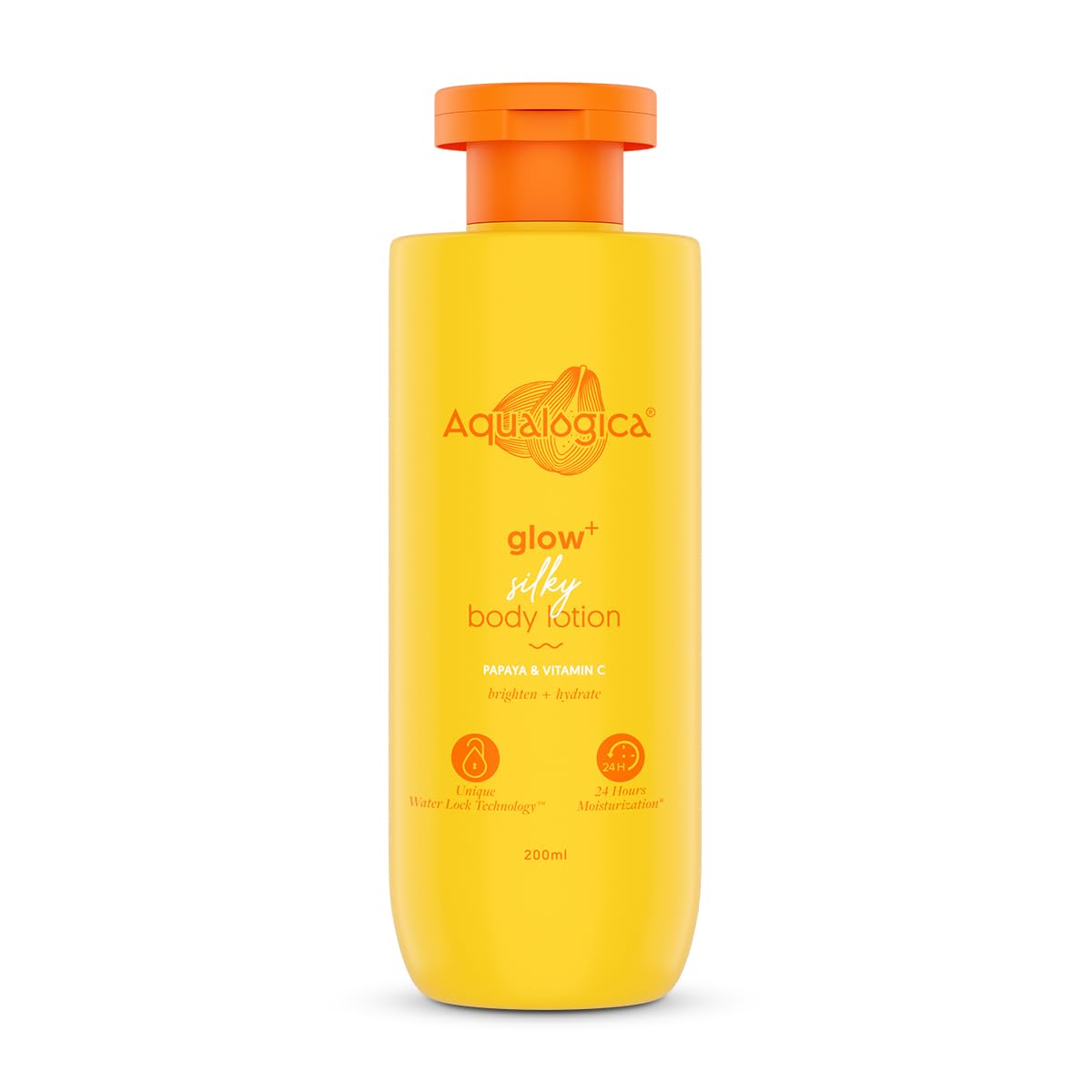 Aqualogica Glow+ Silky Body Lotion for 24-Hour Moisturization with Papaya & Vitamin C- 200 ml | Hydrates & Nourishes | Non-Sticky | For Normal to Dry Skin