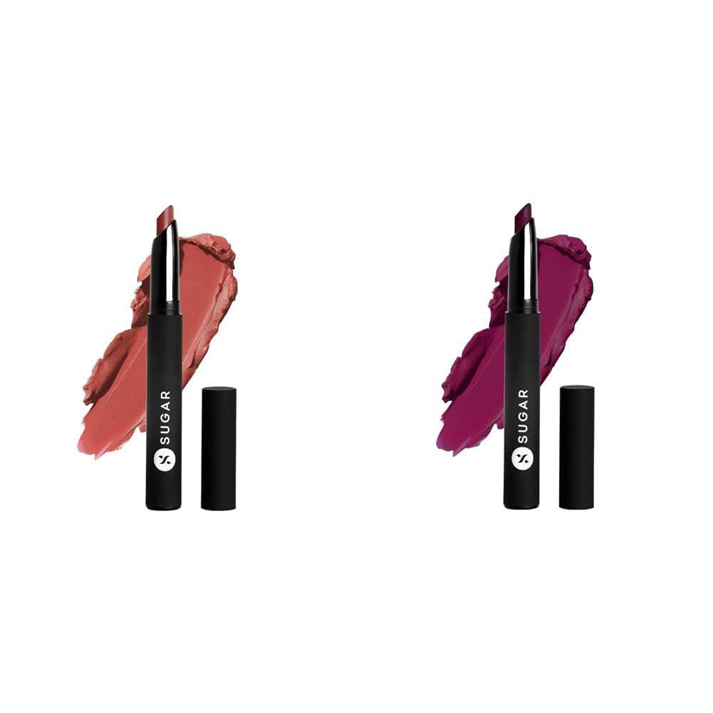 SUGAR Cosmetics - Matte Attack - 09 The Peach Boys (Midtoned Peach) & 03 The Grandberries (Dark Berry) - 2 gms Matte Finish