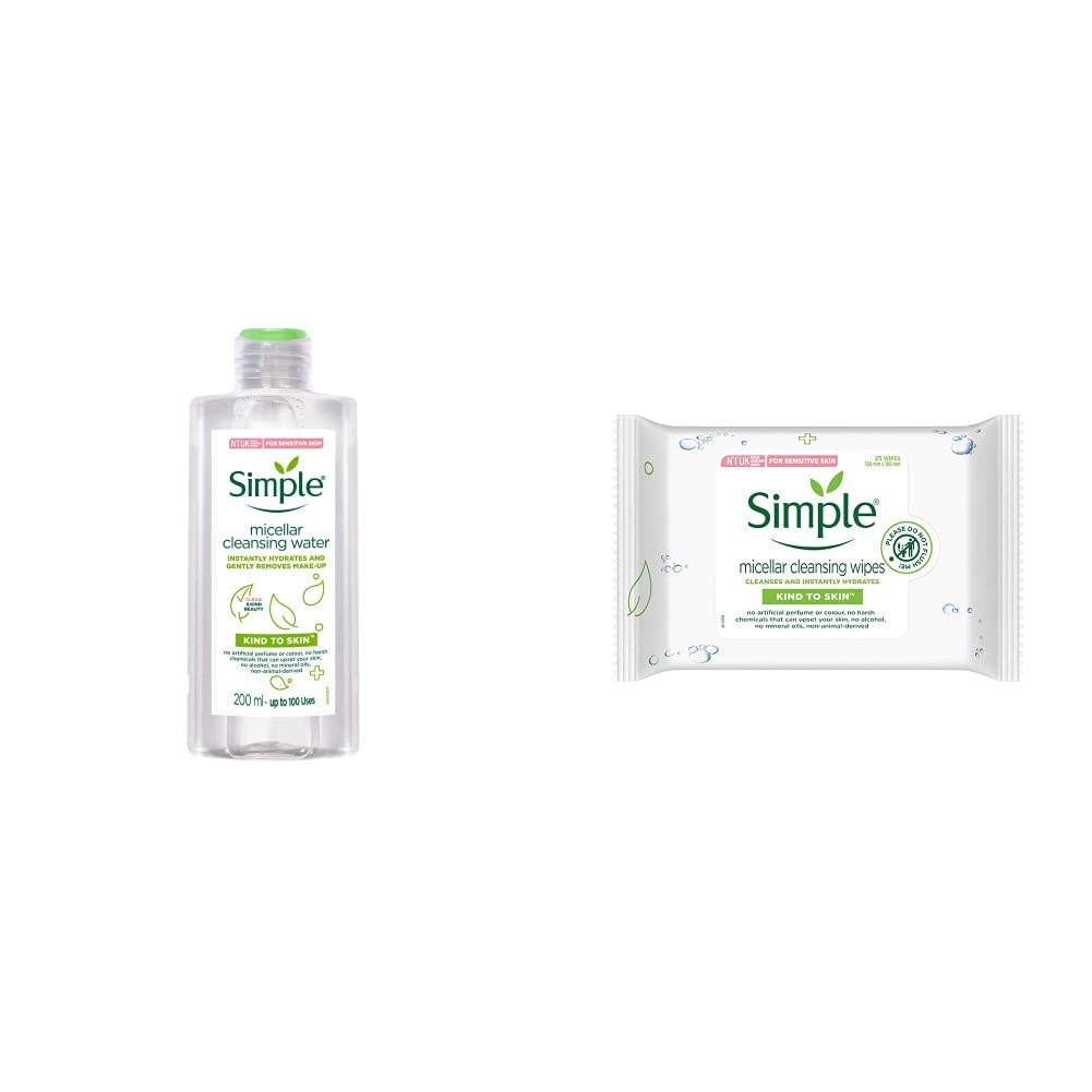 Simple Kind To Skin Micellar Cleansing Water 200 ml + Micellar Cleansing Wipes 25 pc