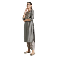 Kashish Women's  Viscose Embroidered Round Neck Straight Fit Kurta