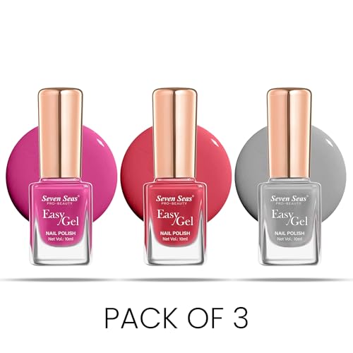 Seven Seas Easy Gel Nail Polish | Quick Dry Gel Nail Polish, Pack of 3 (Combo-03, 30ml)