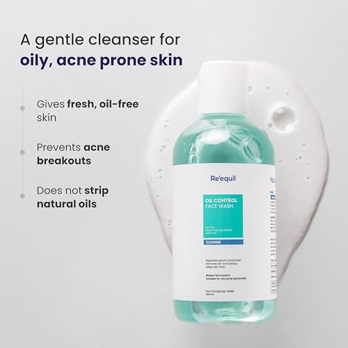 RE' EQUIL Oil Control Face Wash | Soap & Sulphate Free Face Wash with Zinc PCA | Controls Excessive Oil Production | For Oily Acne Prone Skin | 200 ml