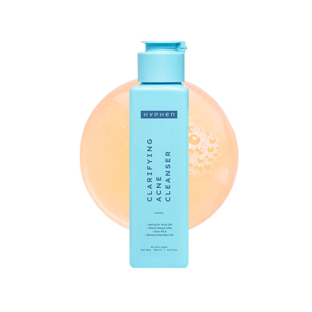 Hyphen Clarifying Acne Face Wash for Women and Men | Cleanser For Acne Prone Skin with Salicylic Acid 2%, Zinc PCA, Witch Hazel 10% | Anti-Acne Face Wash for Oil Control, Pore Cleasning | Antibacterial & Non-Drying Formula - 100ml